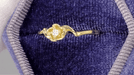 Retro Moderne Yellow Gold White Sapphire Rose Bloom Promise Ring - 10K or 14K