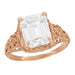 Rose Gold 4 Carat Emerald Cut Lab Created Diamond Edwardian Solitaire Engagement Ring