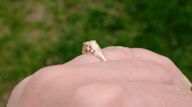 Rose Gold Art Deco Cleire Filigree 1/4 Carat Diamond Engagement Ring - Item: R204R25-LC - Image: 3