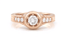 Rose Gold Art Deco Filigree Flowers & Scrolls 1/2 Carat Engraved Diamond Engagement Ring