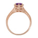Rose Gold Art Deco Engraved Hexagon Filigree 3/4 Carat Amethyst Solitaire Ring
