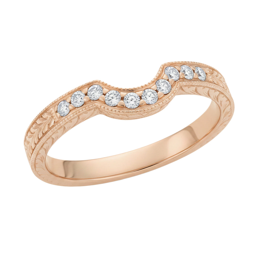 14K Rose Gold Royal Crown Hugger Diamond Wedding Band - Item: WR460R1D-LC - Image: 2