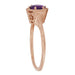 Rose Gold Art Deco Engraved Hexagon Filigree 3/4 Carat Amethyst Solitaire Ring