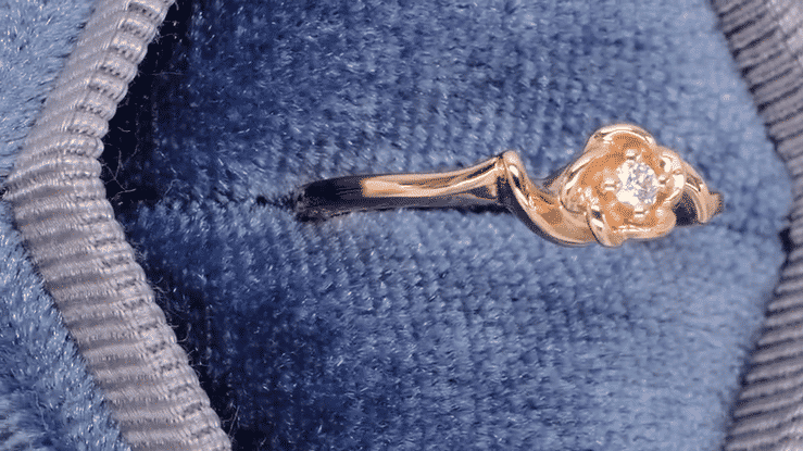 14 Karat Rose Gold Retro Moderne Vintage Style Rose Setting Diamond Promise Ring - Item: R377R-LC - Image: 3