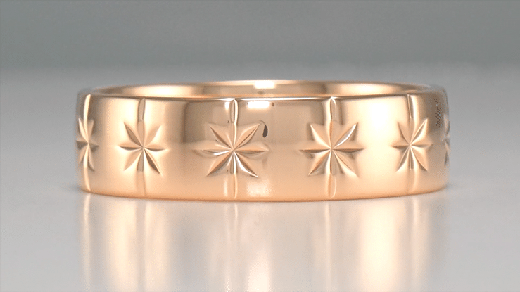 Rose Gold 6mm 1950's Radiating 8 Ray Stars Vintage Style Wedding Band - Item: R1131R - Image: 3