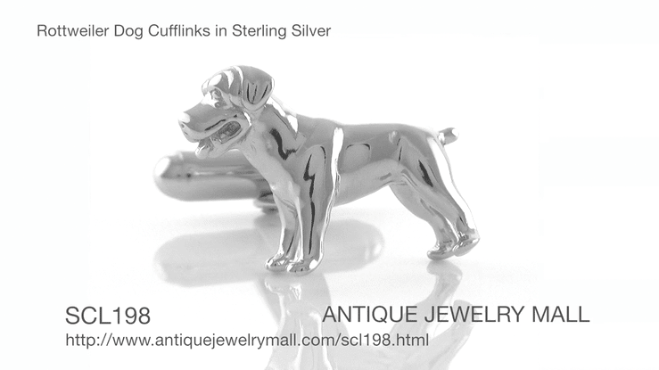 Rottweiler Dog Cufflinks in Sterling Silver - Item: SCL198 - Image: 3
