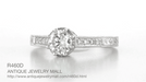 Royal Crown 1/2 Carat Natural Diamond Antique Style Engraved Engagement Ring in 18 Karat White Gold