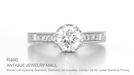 Royal Crown 3/4 Carat Antique Style Engraved Engagement Ring Setting in White Gold - 6mm