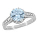 Royal Crown 1 Carat Aquamarine Antique Style Engraved Engagement Ring in 18 Karat White Gold