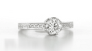 Royal Crown 1/2 Carat Antique Style Engraved Engagement Ring Setting in 14K or 18K White Gold | 5.5mm Round Ring Mount