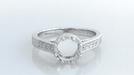 Royal Crown Antique Style Engraved White Gold Engagement Ring Setting for a 1 - 1.25 Carat Round Diamond