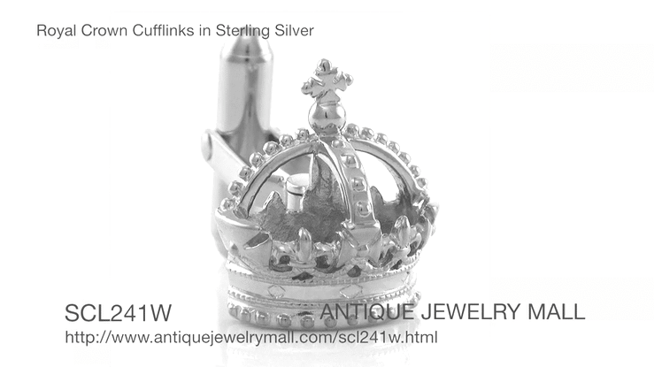 Royal Crown Cufflinks in Sterling Silver - Item: SCL241W - Image: 4