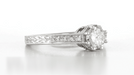 Royal Crown 1/2 Carat Antique Style Engraved Platinum Engagement Ring Setting | 5.5mm Round Mounting