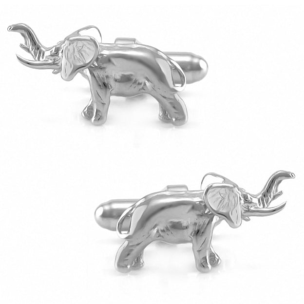 Elephant Cufflinks with Trunks Up for Luck in Solid 925 Sterling Silver - SCL108