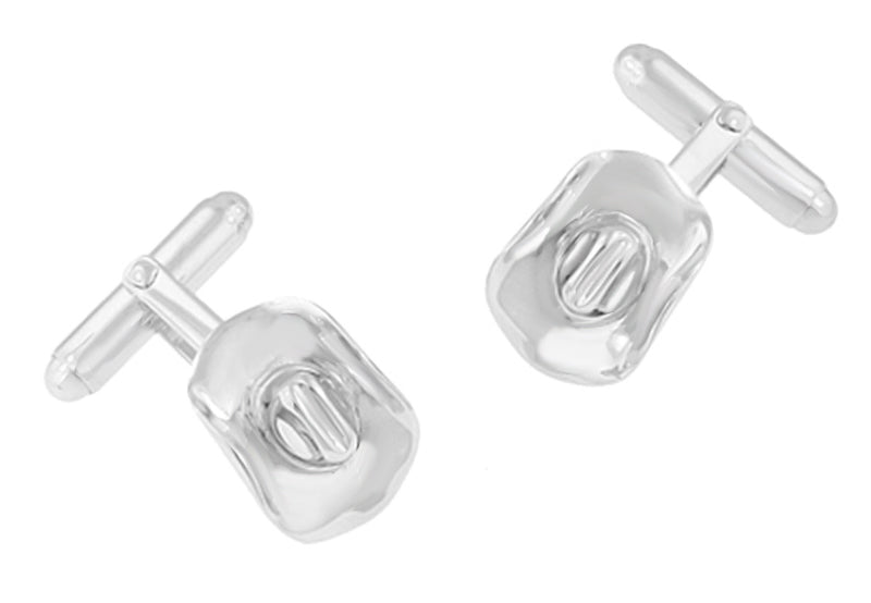 Cowboy Hat Cufflinks in Sterling Silver - Item: SCL117 - Image: 3