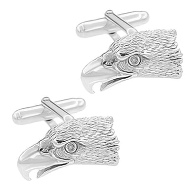 Bald Eagle Cuff Links Solid Sterling Silver 3D Eagle Heads - SCL131