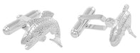Jumping Bass Fish Cufflinks in Sterling Silver