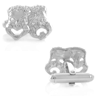 Comedy and Tragedy Mask Cufflinks in Sterling Silver - alternate view