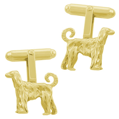 Afghan Dog Cufflinks - Yellow Gold Vermeil Over Solid Sterling Silver