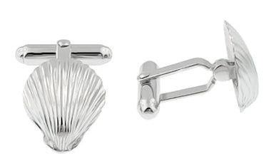 Sea Shell Cufflinks in Sterling Silver - alternate view