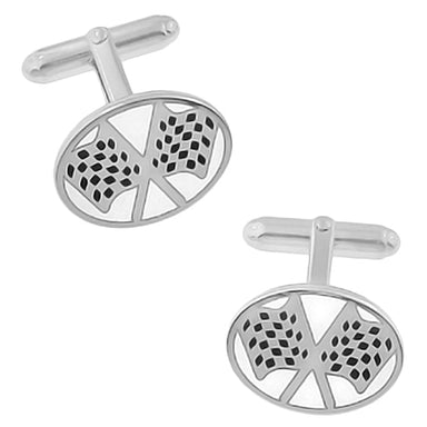 Checkered Flag Cufflinks in Sterling Silver - alternate view