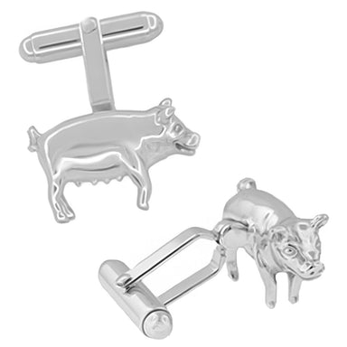 Pig Cufflinks in Sterling Silver - alternate view
