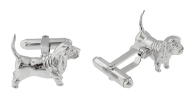 Basset Hound Dog Cufflinks in Sterling Silver - alternate view