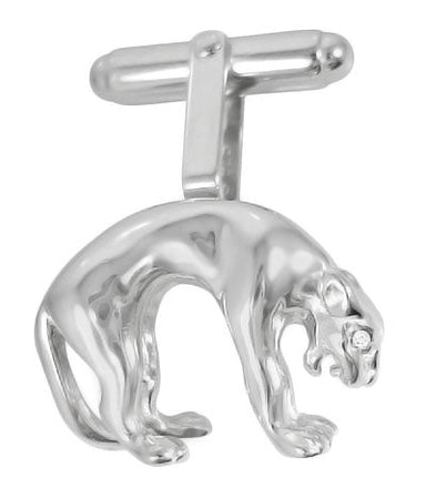 Diamond Eye Panther Cufflinks in Sterling Silver - alternate view