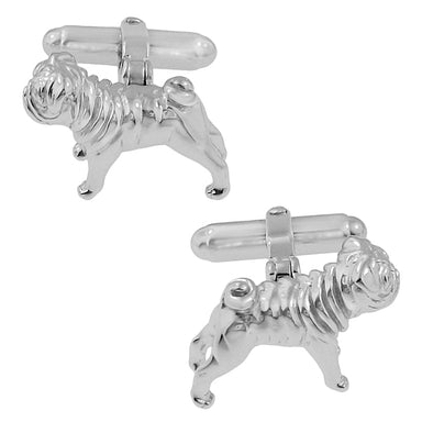 Pug Cufflinks in Solid Sterling Silver 3 Dimensional Design - SCL197