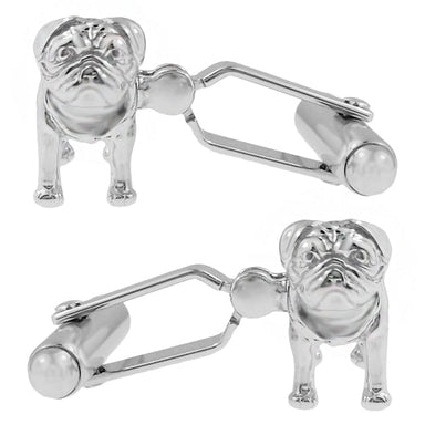 Pug Dog Cufflinks in Sterling Silver - alternate view