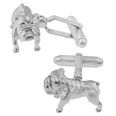 English Bulldog Cufflinks in Solid Sterling Silver - 3 Dimensional - SCL199