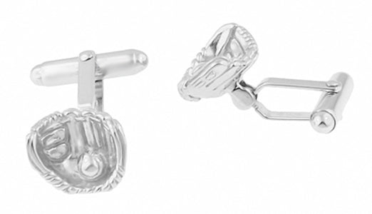 Baseball and Baseball Glove Cufflinks in Sterling Silver - Item: SCL200 - Image: 4