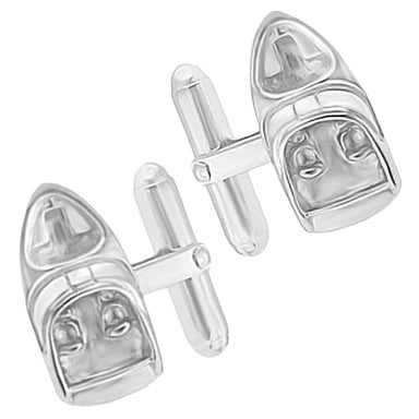Sterling Silver Speed Boat Cuff Links with 2 Seats 3 Dimensional Solid Silver - SCL203