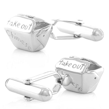 Chinese Take Out Box Cufflinks in Sterling Silver - alternate view