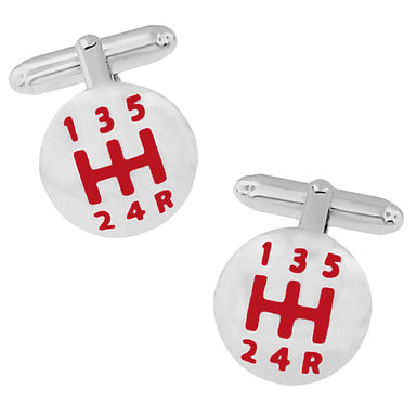 Red Enamel Stick Shift Cufflinks Sterling Silver for Drivers SCL210R