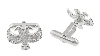 Double Headed Eagle Cufflinks in Sterling Silver - alternate view
