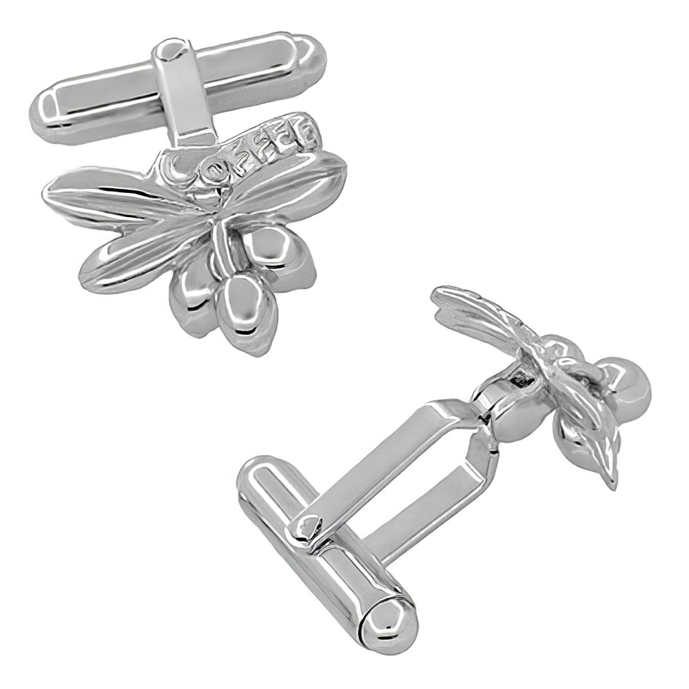 Coffee Bean Cufflinks in 925 Sterling SIlver with Swivel Backs for Ease of Wear - SCL214