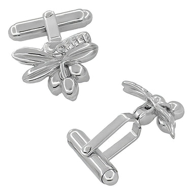 Coffee Bean Cufflinks in Sterling Silver - alternate view