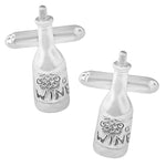 Wine Bottle Cufflinks in Sterling Silver