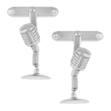 Microphone Cufflinks in Sterling Silver - alternate view