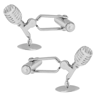Microphone Cufflinks in Solid Sterling Silver 3D Design - SCL228