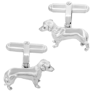 Dachshund Cufflinks in Solid Sterling Silver - SCL233W