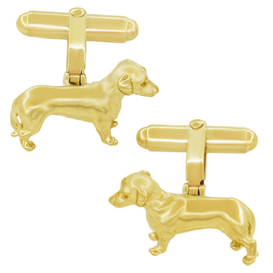 Yellow Gold Dachshund Dog Cufflinks -SCL233Y