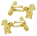 Top of Yellow Gold Dachshund Cufflinks Wiener Dogs 3 Dimensional Solid Sterling Silver Plated with Yellow Gold - SCL233Y