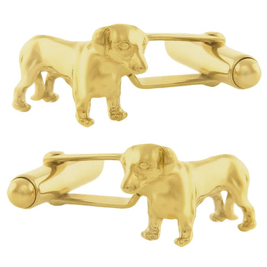 Yellow Gold Plated Solid Sterling Silver Dachshund Cufflinks - alternate view