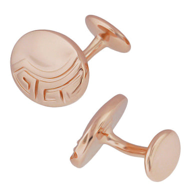 Art Deco Greek Key Engravable Vermeil Rose Gold Cufflinks in Sterling Silver - alternate view