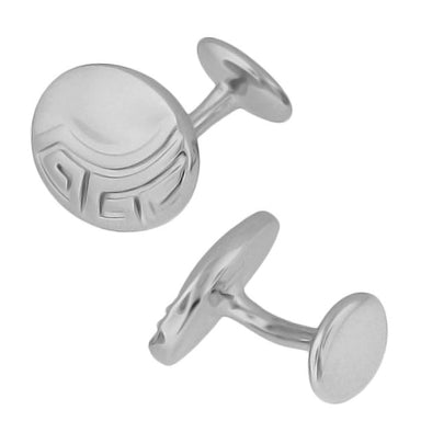 Vintage Design Greek Key Engravable Art Deco Cufflinks in Sterling Silver - alternate view