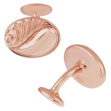 Mid Century Scroll Waves Engravable Rose Gold Plated Cufflinks in Sterling Silver - alternate view