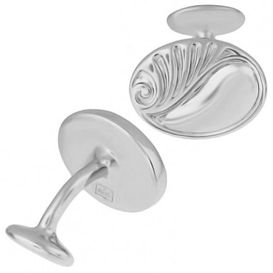 Mid Century Retro Modern Scroll Waves Engravable Cufflinks in Sterling Silver - alternate view