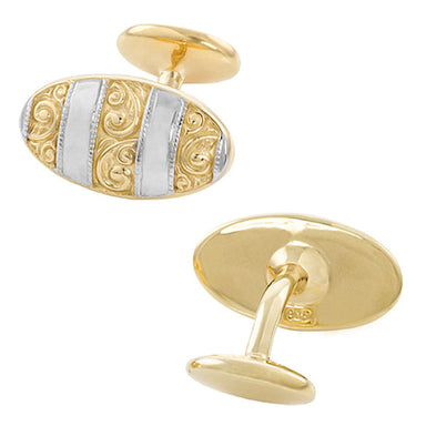 Antique Style Victorian Scrolls Cufflinks in Sterling Silver with Yellow Gold Two Tone Vermeil - alternate view